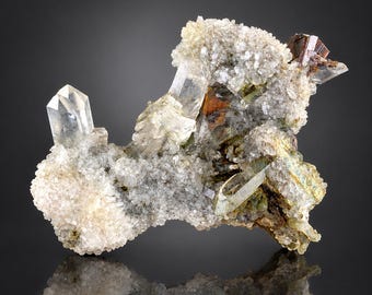 Natural Brookite Cluster with Chlorite Quartz on Matrix | Rare Brookite Crystal Specimen | Pakistan Mineral | Collector Specimen 77 gram