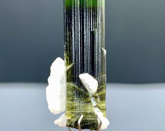 Natural Terminated Green Cap Tourmaline with Albite from Pakistan - 25 carat