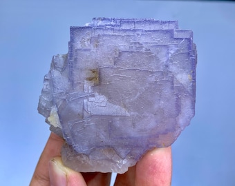 Lila blauer Phantomfluoritkristall, natürliches Fluoritmuster - 222 Gramm