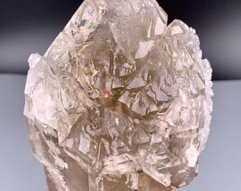 Elestial window Smoky Quartz with white Rose Quartz coating from Paprok Afghanistan - 785 gram
