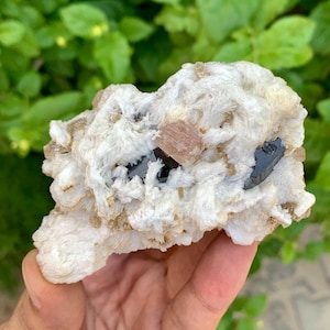 Apatite with white Albite and Schorl Black Tourmalines Mineral Specinen from Skardu Pakistan - 198 gram