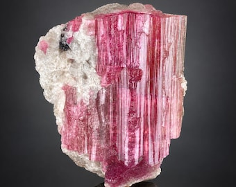 Natural Rubelite Pink Tourmaline on Albite, Afghan Mineral Specimen - 58 gram