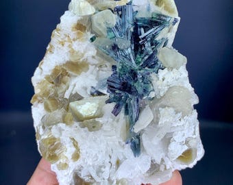 Indicolite Blue Tourmaline Cluster with Mica on Matrix from Afghanistan - 262 gram