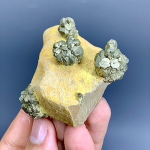 Golden Pyrite on Yellow Limonite – Natural Mineral Specimen from Pakistan - 125 gram