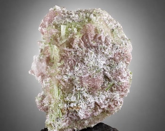 Exceptional Lush Green Tourmaline Bunch with Rare Etched Pollucite on Pink Lepidolite, Mineral Specimen - 2.1 kilograms