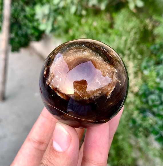 Chocolate Calcite Sphere: Polished Mineral Ball, Pakistan (190 gram)