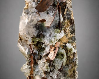 Natural Brookite Cluster with Chlorite Quartz on Matrix | Rare Brookite Crystal Specimen | Pakistan Mineral | Collector Specimen 420 grams