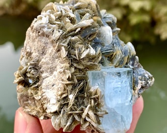 Sky Blue Aquamarine on Muscovite from Nagar valley Pakistan - 188 gram