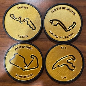 Custom F1 Circuit Coasters - Formula 1 Track Map Set - Personalized Racing Gift - Motorsport Fan Decor - Grand Prix Drink Coasters