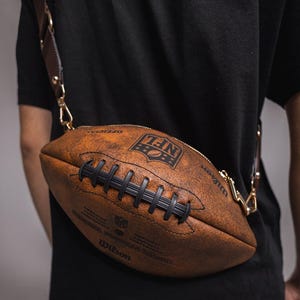 Stylish Football Purse for Women – Handmade Crossbody Sling Bag – Unique Gift for Her – NFL Leather Belt Bag – Trendy Sporty Handbag