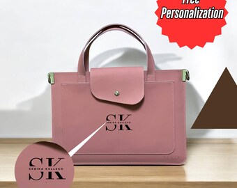Bolso de cuero para computadora portátil / Estuche para computadora portátil para mujer / Funda para MacBook Pro y Air / Cartera de cuero / Bolso tipo mensajero / Bolso de trabajo con asa superior / MacBook Pro 13