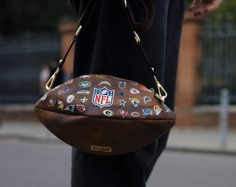 Handmade Football Bag – Unisex Crossbody Sling – Unique Gift for Men & Women – Leather Belt Bag – Sporty Purse for Football Lovers