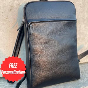 Leather Laptop Backpack | Personalized Unisex Office Bag | Minimalist Rucksack for Men & Women | Fits 14–17 inch Laptop