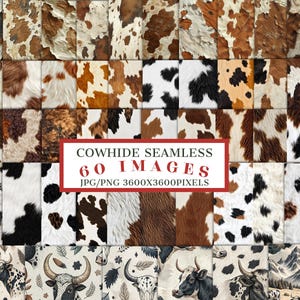 Realistic Cowhide Seamless Digital Paper – 60 High-Resolution Textures