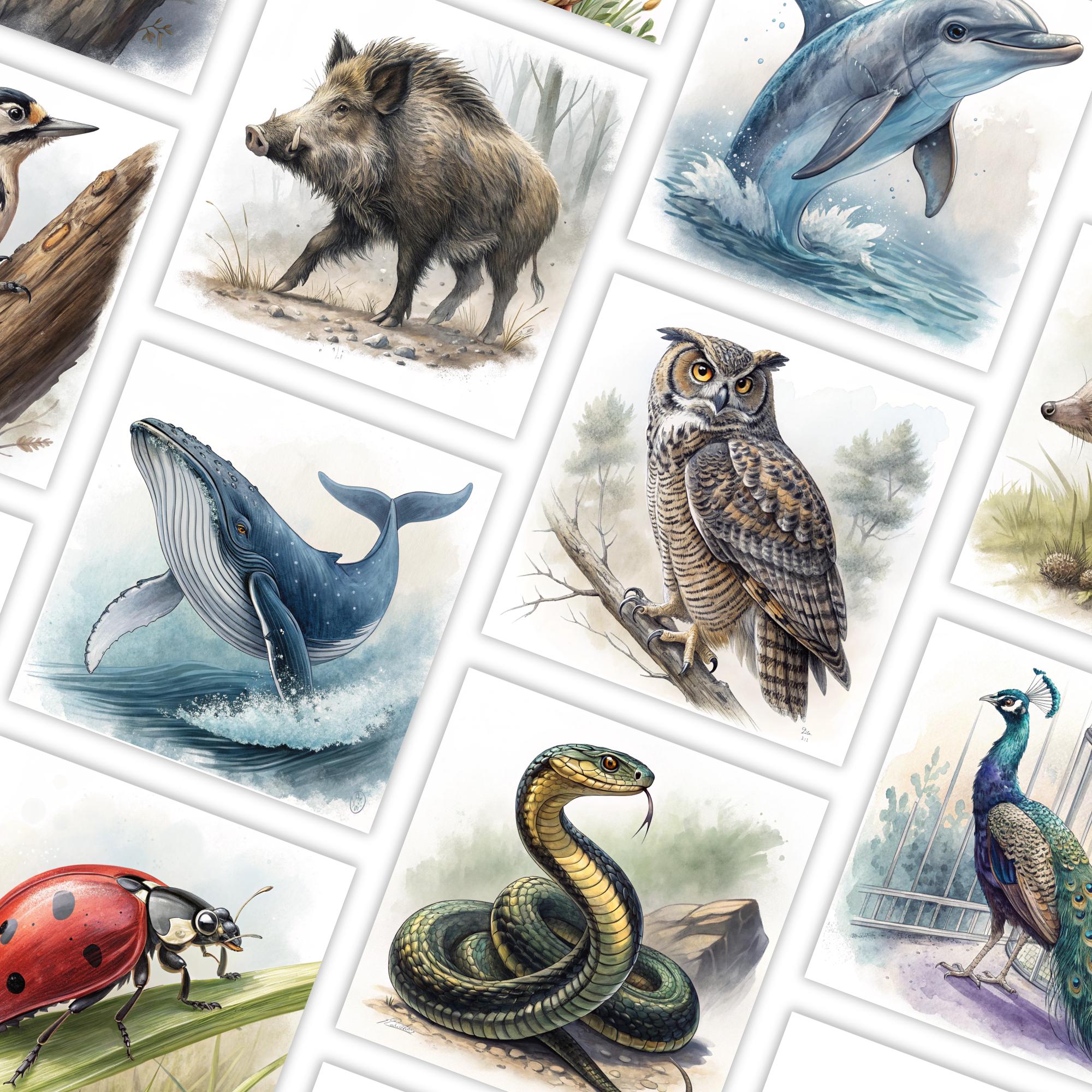 Animal Kingdom Watercolor Clipart Set +100 – Digital Wildlife & Spirit ...