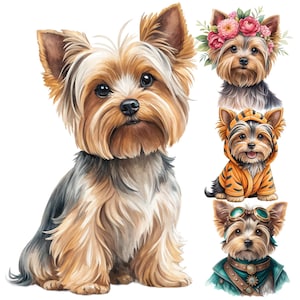 Yorkshire Terrier en acuarela: 329 ilustraciones digitales, disfraces divertidos – Imágenes PNG – Sublimación, pegatinas, manualidades, arte imprimible