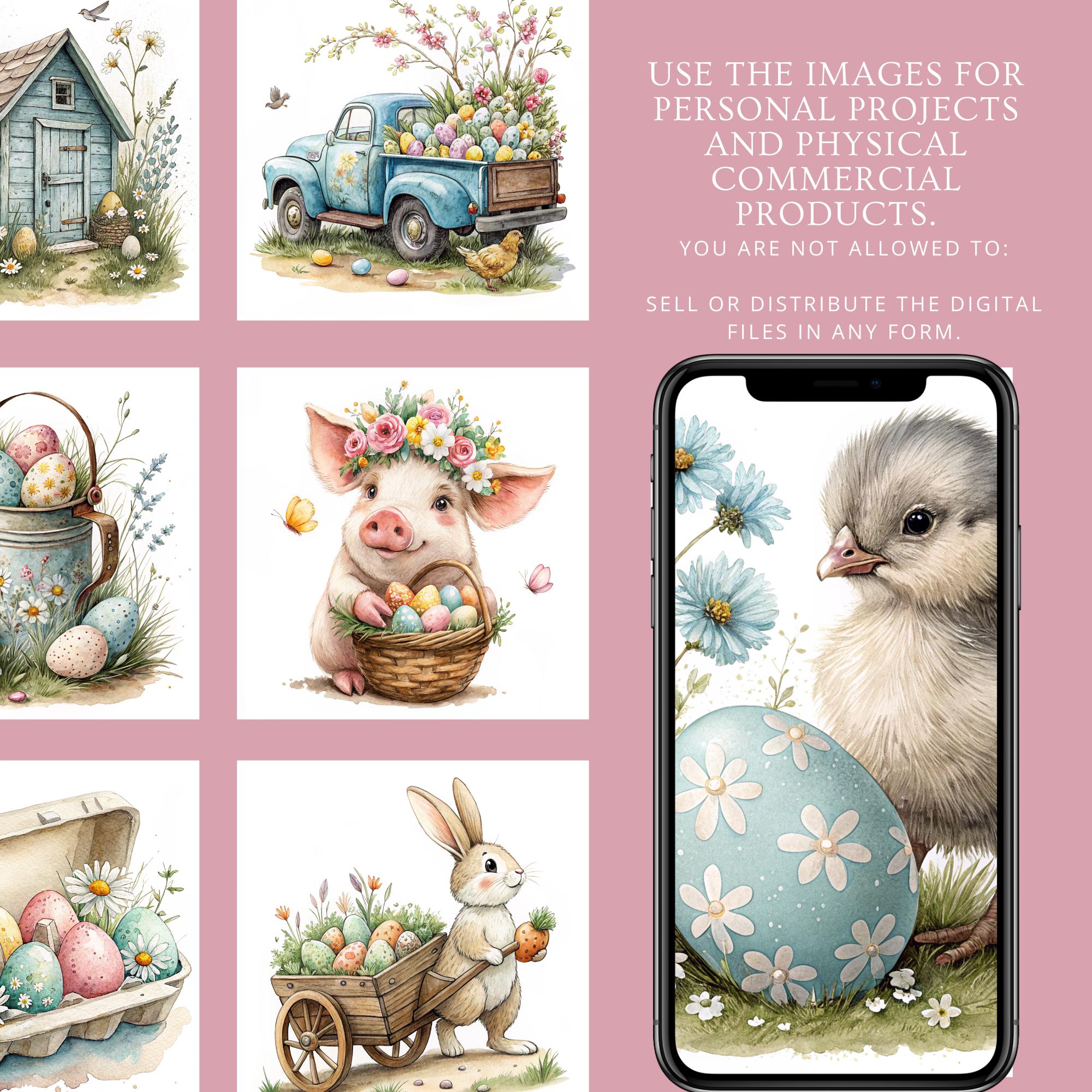 Easter Watercolor Clipart | Farmhouse Spring Digital Illustrations ...