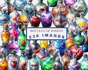 Aquarel drankje fles clipart | Griezelige elixers, toverdrankjes (238 png-bestanden)
