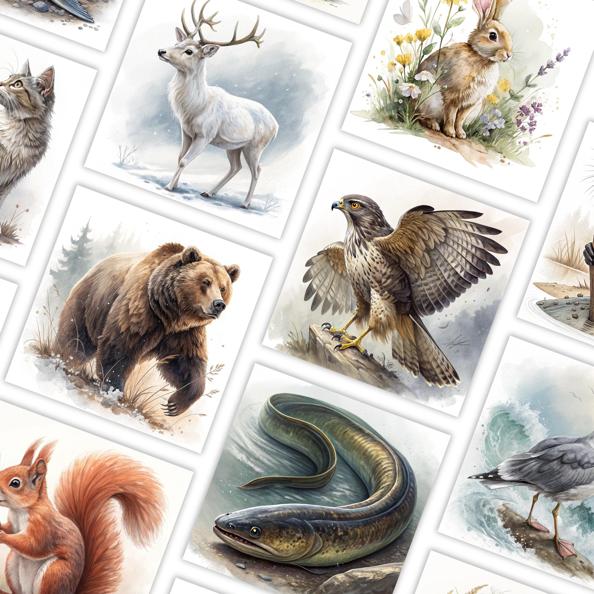 Animal Kingdom Watercolor Clipart Set +100 – Digital Wildlife & Spirit ...