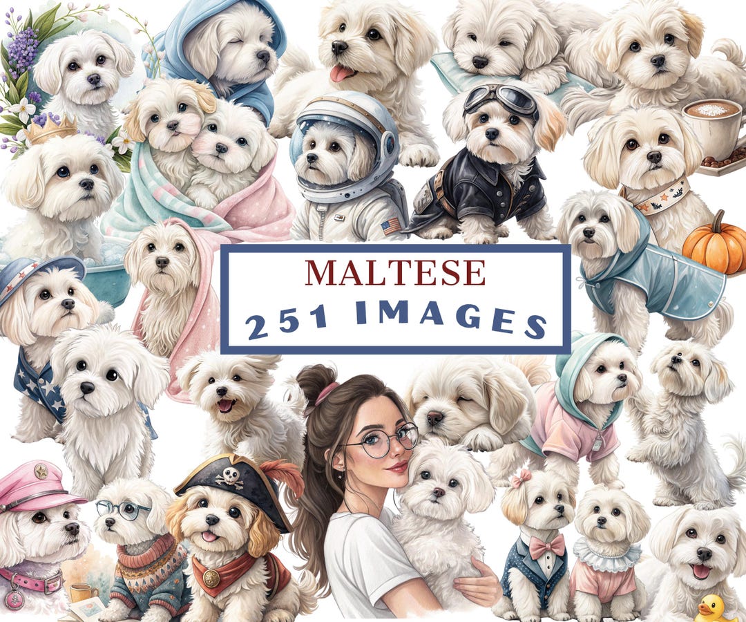 Maltese Dog in Dreamy Watercolor Style – Exclusive Bundle of 251 ...