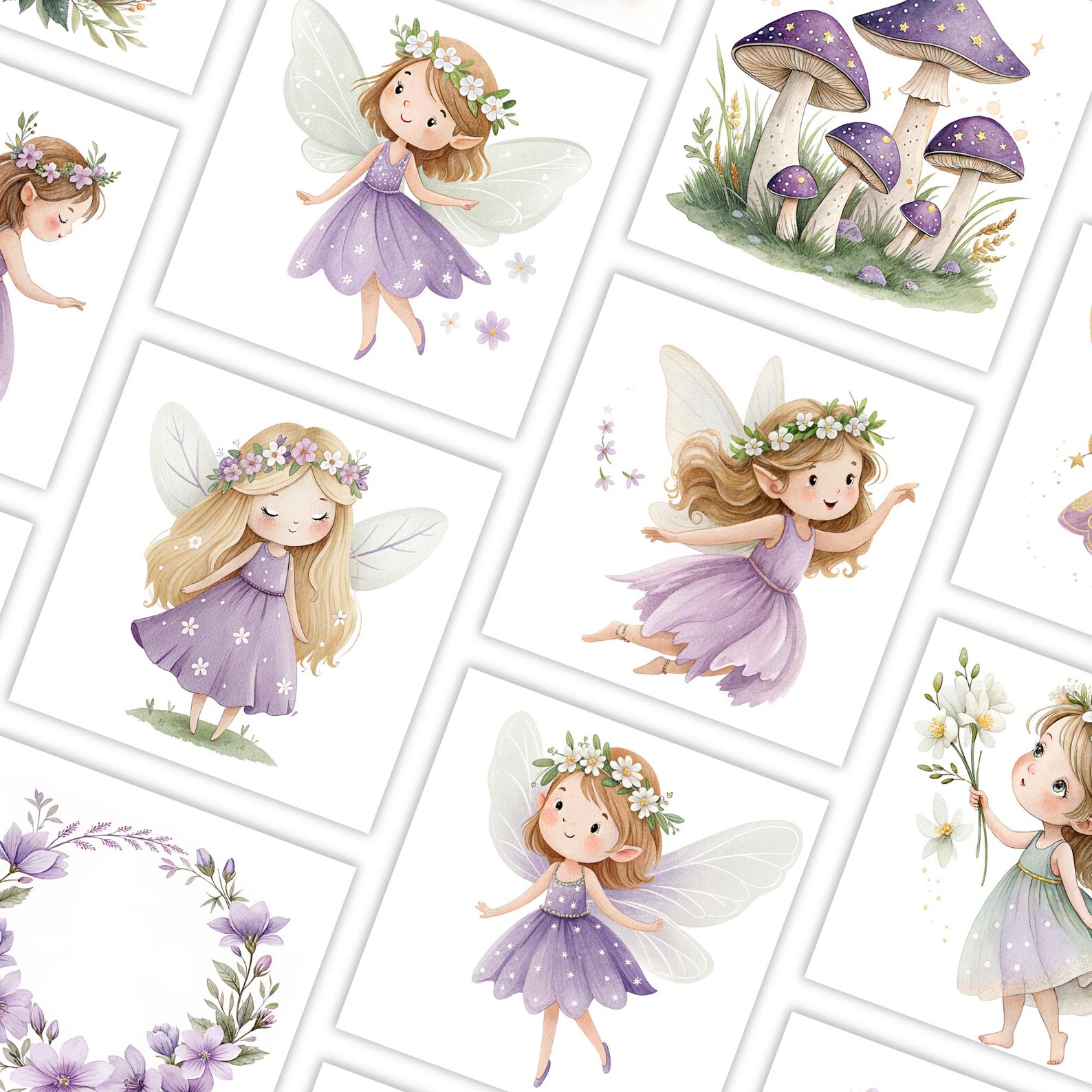 Watercolor Purple Fairy Clipart – Fantasy Fairy Digital Art Bundle - Etsy