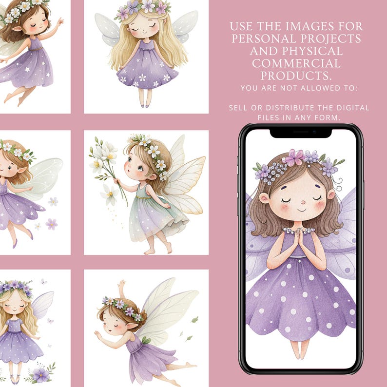 Watercolor Purple Fairy Clipart – Fantasy Fairy Digital Art Bundle - Etsy