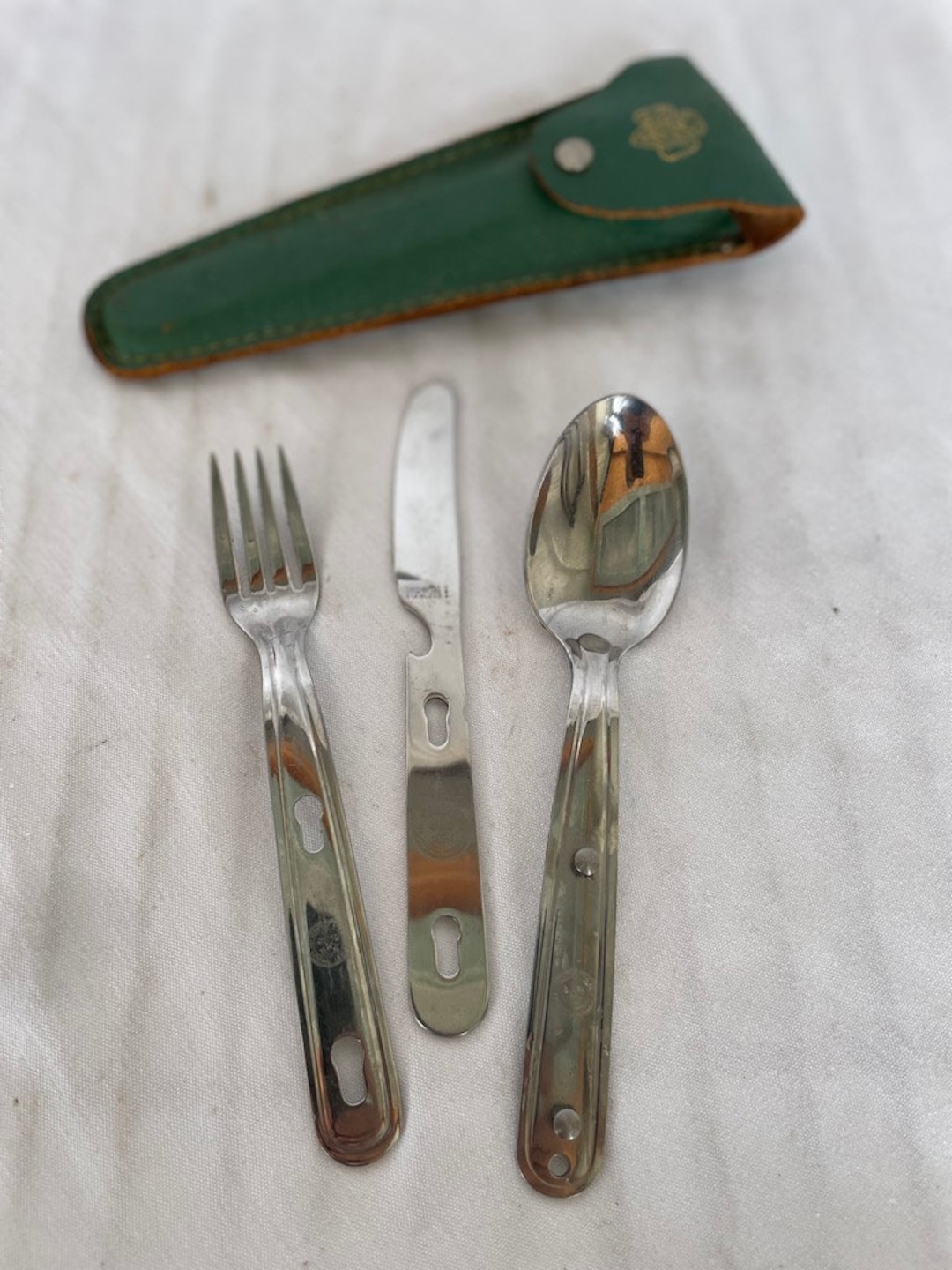 Vintage Boy Scout Utensil Set With a Girl Scout Leather Pouch Etsy