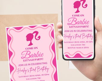 Barbie Girl pink Birtday invite