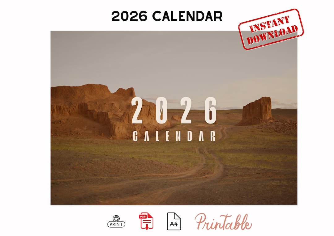 2026 Nature Calendar Printable, Aesthetic Photography Wall Planner ...
