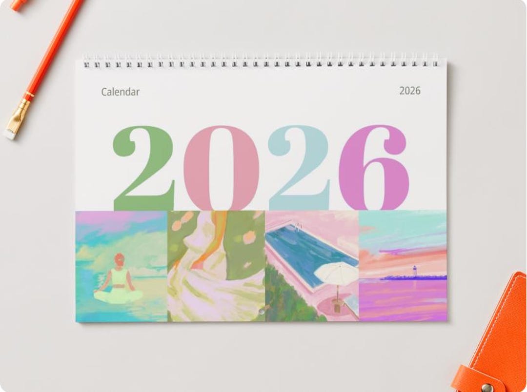 Aesthetic 2026 Wall Calendar Printable | Digital Art Monthly Planner ...