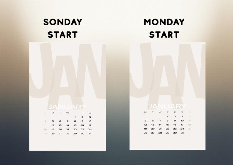 2026 Printable Calendar, Minimalist A4 Digital Wall Calendar, Neutral ...