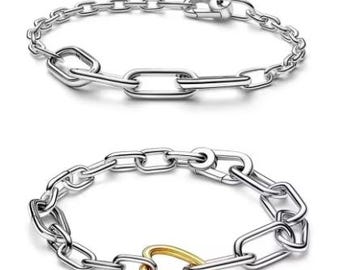 Sterling Silver S925 Heart Link Chain Bracelet Jewelry Fashion Gift