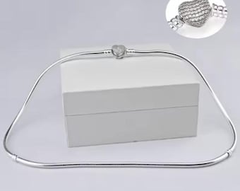 Sterling Silver S925 Snake Chain Heart Necklace Charm Necklace