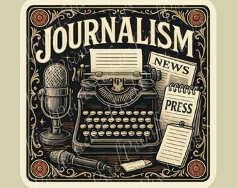 Journalism Sticker | Writer Gift | Vintage Newsroom Decal for Laptops, Notebooks, and Water Bottles