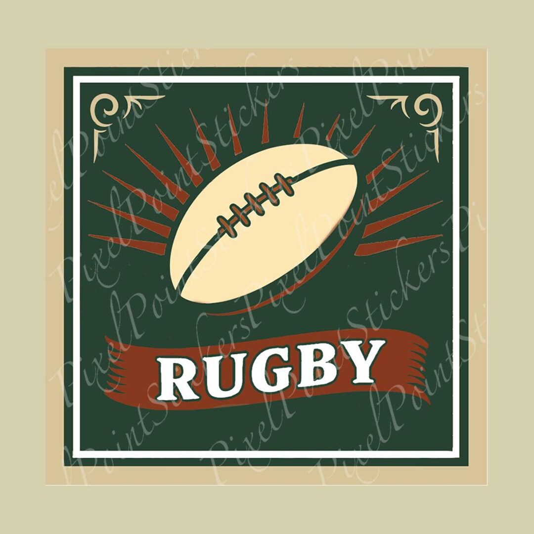 Rugby Sticker –classic Oval Ball Emblem – Spot Color Pixelpoint Design ...