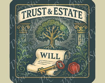 Trust Estate Sticker | Estate Law Gift | Vintage Woodcut Decal for Lawyers, Students, and Advisors