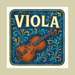 Viola Sticker | Orchestra Music Gift | Vintage Viola Decal for Cases, Laptops, and Water Bottles