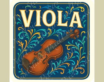 Viola Sticker | Orchestra Music Gift | Vintage Viola Decal for Cases, Laptops, and Water Bottles