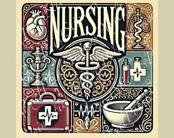 Vintage Nursing Sticker: Nursing Student Gift | Academic Decal for Laptops, Water Bottles, Journals