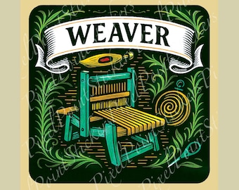 Weaver Sticker | Vintage Loom Decal | Fiber Arts Gift for Crafters, Textile Artists, and Makers