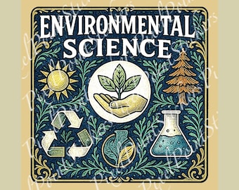 Environmental Science Sticker | Vintage College Major Decal | Recycle, Nature, and Lab Icons for Eco Students