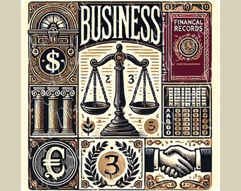 Vintage Business Sticker: Business Major Gift | Academic Decal for Laptops, Water Bottles, Journals
