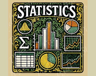 Statistics Sticker | Vintage College Major Decal | Charts, Graphs, and Symbols for Math & Data Students