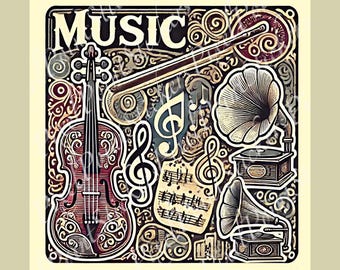 Vintage Music Sticker: Music Major Gift | Academic Decal for Laptops, Water Bottles, Journals