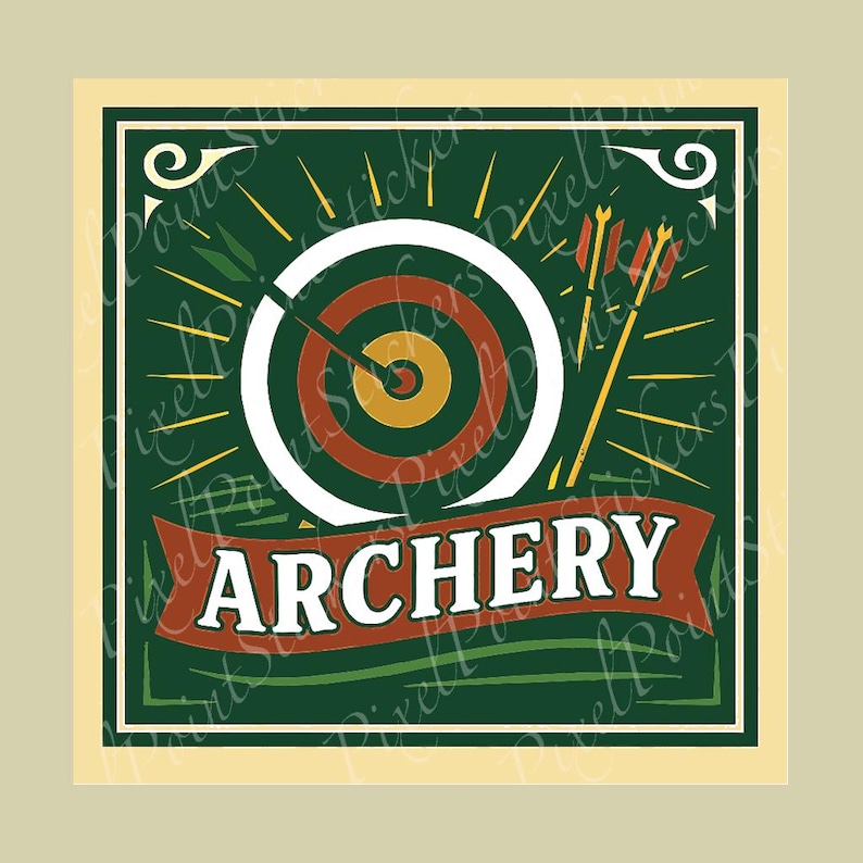 Archery Vinyl Sticker – Bold Sports Emblem Style Waterproof Sticker for ...