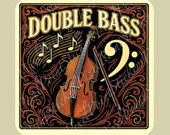 Double Bass Sticker | Orchestra Music Gift | Vintage Upright Bass Decal for Laptops, Bottles, and Cases