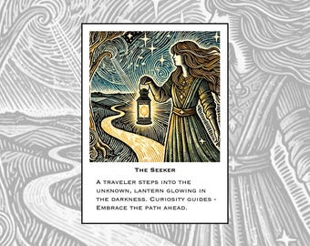 The Seeker Tarot Sticker, Adventure and Curiosity Vinyl Decal, Spiritual Journey, Mystical Art Sticker