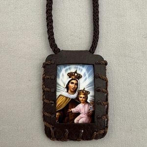 Onze-Lieve-Vrouw van de Karmel Maagd Maria Bruin Scapulier Ketting Virgen del Carmen Kraag Escapulario Christelijk Katholiek Unisex Cadeau