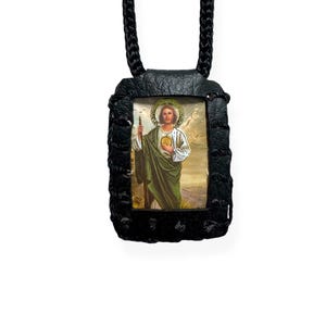 St. Jude Thaddeus Black Scapular Necklace Escapulario Collar de San Judas Tadeo Religious Christian Catholic Unisex Gift