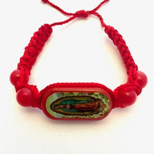 Our Lady of Guadalupe Virgin Mary Red Bracelet Roped Knotted Corded Unisex Gift Pulsera de la Virgen de Guadalupe